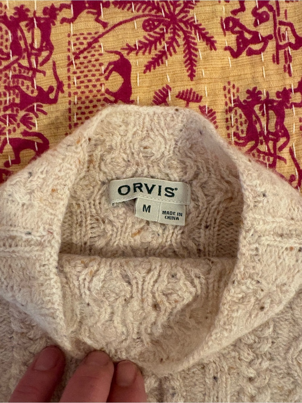 Orvis Cream Cable Knit Turtleneck Sweater EUC